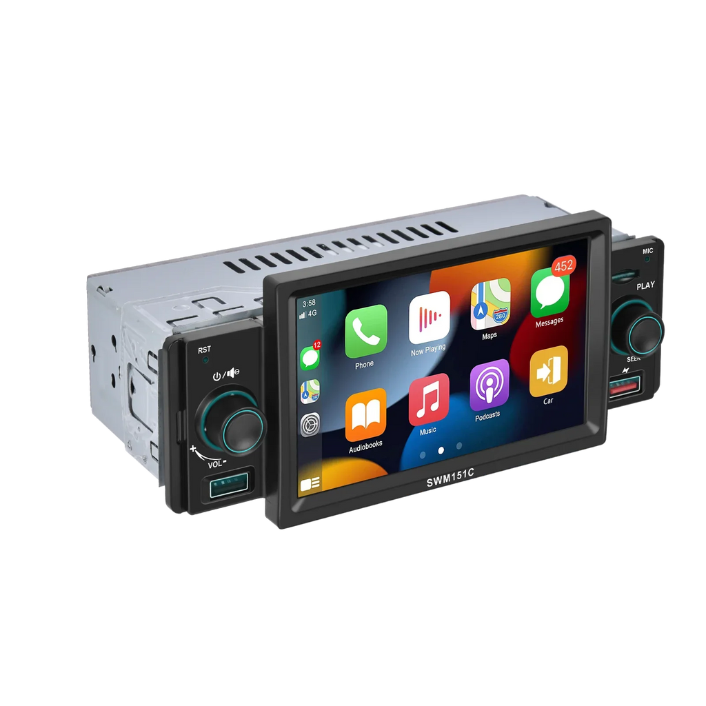 Podofo Bluetooth Player TF/USB Touch Stereo Receiver Support FM Car Radio Rear Car Car with Universal Player Carplay Radio Screen Mp5 Multimedia 5'' View