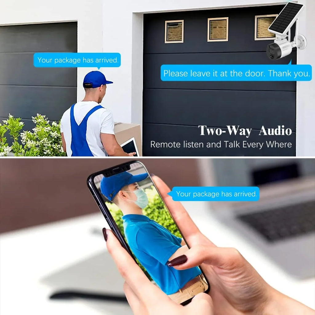 Dual Wi-Fi Battery with Rechargeable Detection, Panel, Camera, Security Solar Wireless Solar AI (2 Antenna Night Vision, Camera Pack) Outdoor Surveillance WEILAILIFE 2K