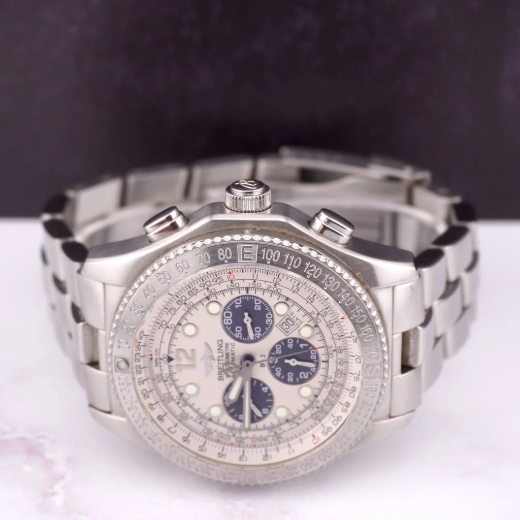 BREITLING Chronograph 44mm Watch Automatic White B-2 Dial Men's A42362 Steel