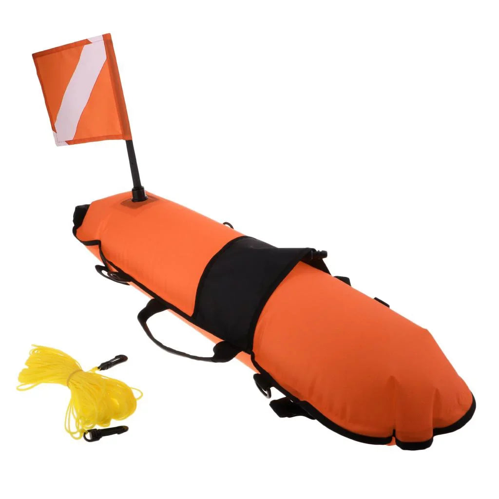 Spearfishing, , Snorkeling, Scuba with Float Visible 20m D-, Flag, Oral Inflator Diver Buoy Diving High Safety Freediving