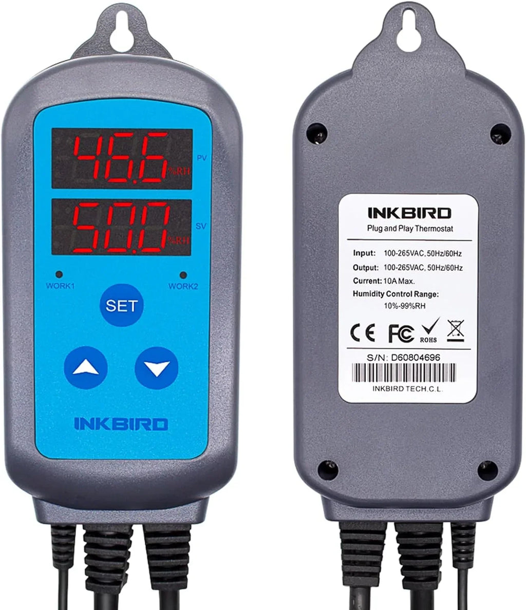 Greenhouse Humidistat Humidity Controller Dehumidifier. IHC200 Dual Inkbird Humidifier Outlet Wired Mushroom Pre Stage