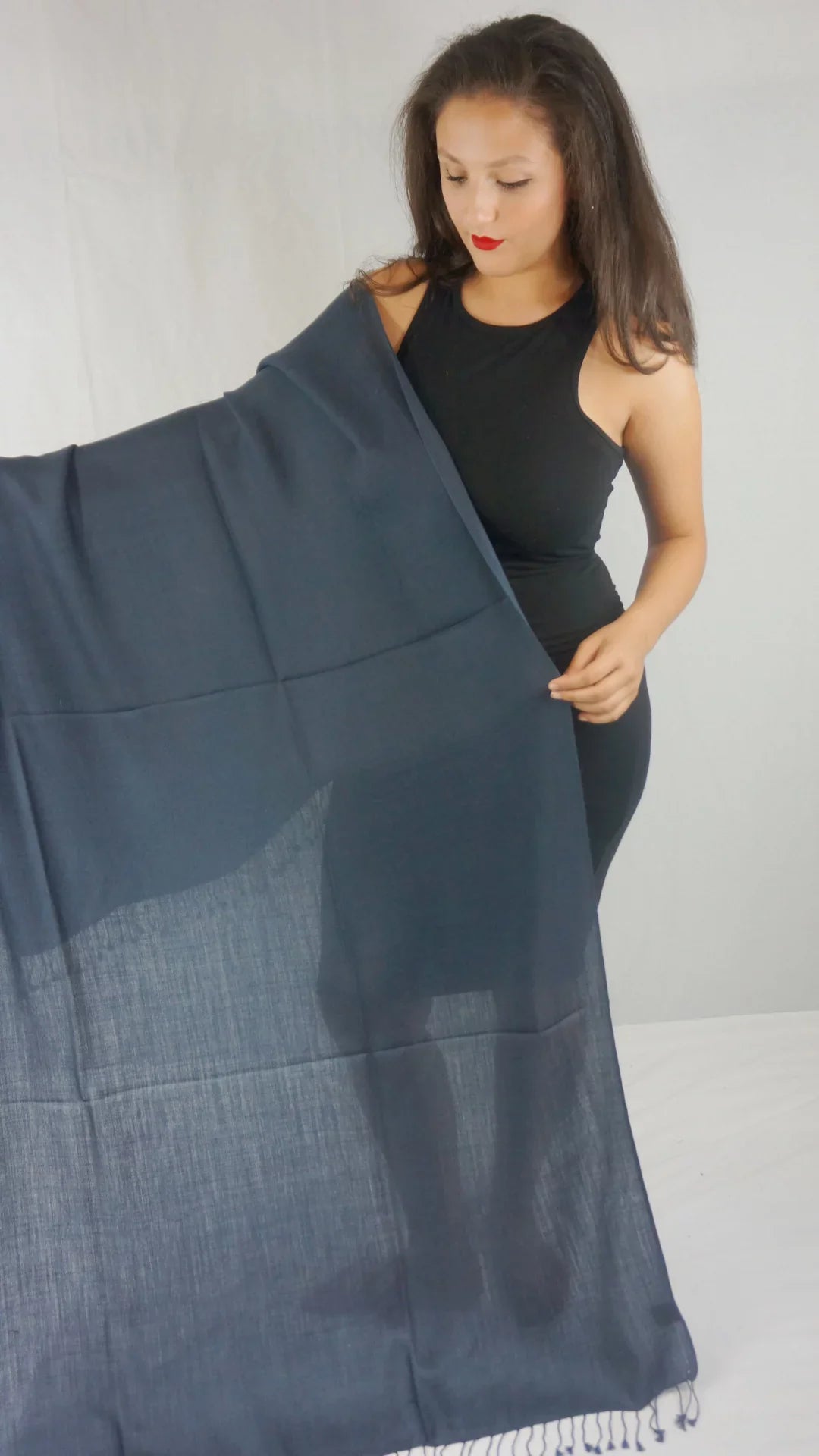 Shawl) Shawl/Shawls/Scarf/Scarves/Wrap/Stole/Muffler/Cape/Ruana/Blanket/Throw/Pashmina Charcoal Regular Shawl/Cashmere Scarf/Wool/Silk (Dark