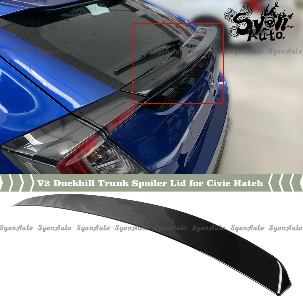 CIVIC TRUNK V2 2017-2021 HONDA SPOILER HATCHBACK LID BLACK DUCKBILL FITS JDM GLOSSY