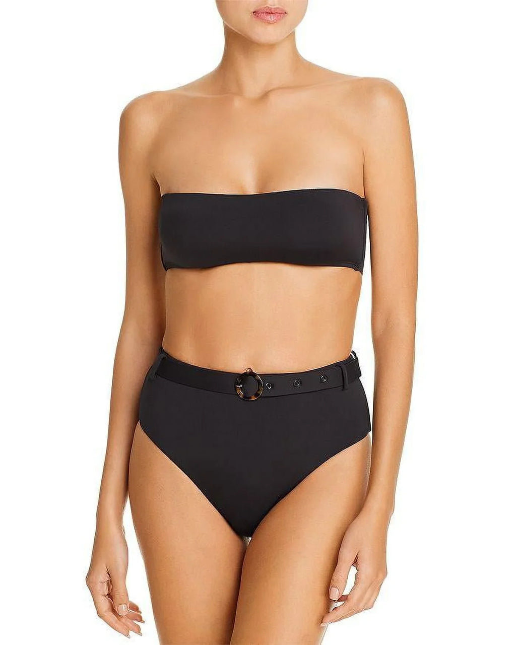 Bikini High-Waist BLACK US Aqua Swim Belted Bottom, Large