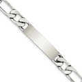 in Polished Silver Sterling Bracelet Figaro Engraveable mm 8.5 12 Link ID Men's
