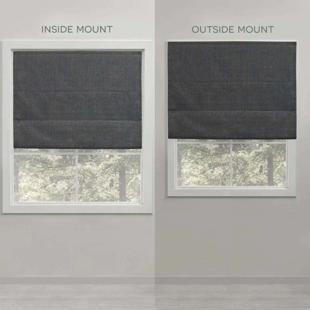 Home Roman 31"x Total Shade, 64", Exclusive Bolan Grey Botanical Dark Blackout