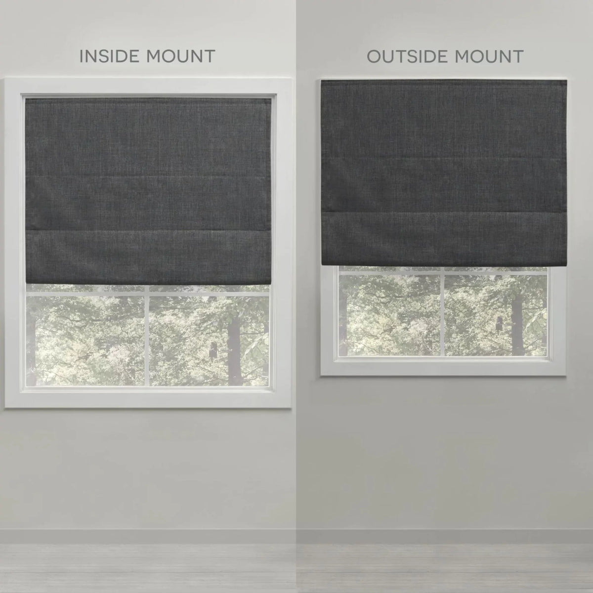 Home Roman 31"x Total Shade, 64", Exclusive Bolan Grey Botanical Dark Blackout