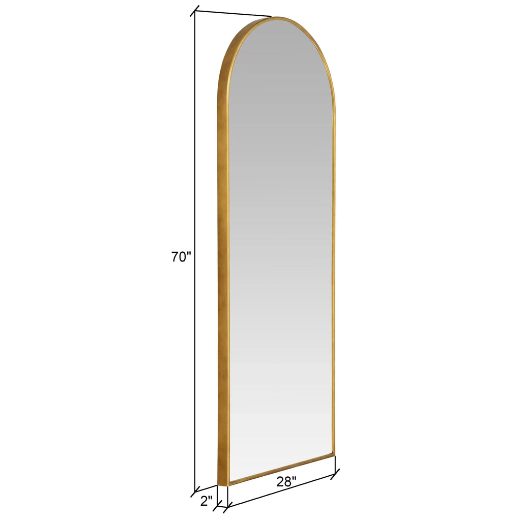 Floor 70"x28" Arch Metal Glam Mirror Modern Gold Nadia