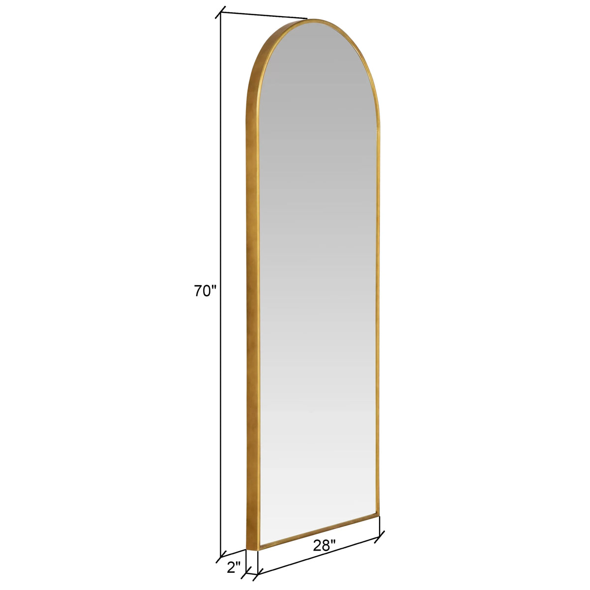 Floor 70"x28" Arch Metal Glam Mirror Modern Gold Nadia