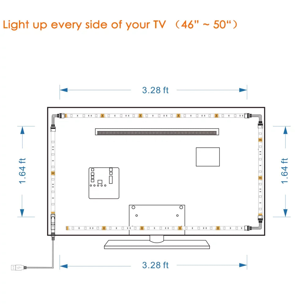 TV Bias Backlight, Light Led Lighting Room USB Movie TV/Monitor Bason with Led 8.33ft Lights Strip Led Decor.(42-50inch) Home for Remote, Backlight, Strip TV for