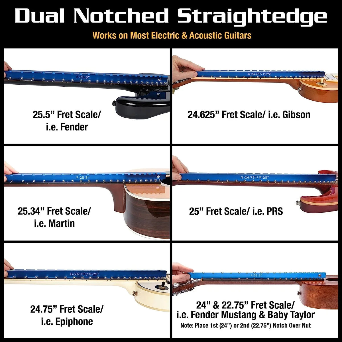 1 & Music 'n Nomad Precision Dual 3 Notched Straight Edge Tri-Beam