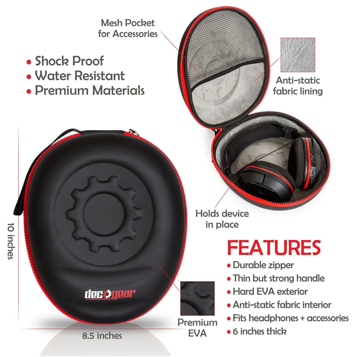 Deco Noise-Canceling Headphones the Case WHCH710N Bundle for with Wireless Headphones Stand Sony Gear WH-CH710N (Black) Model Headphone and