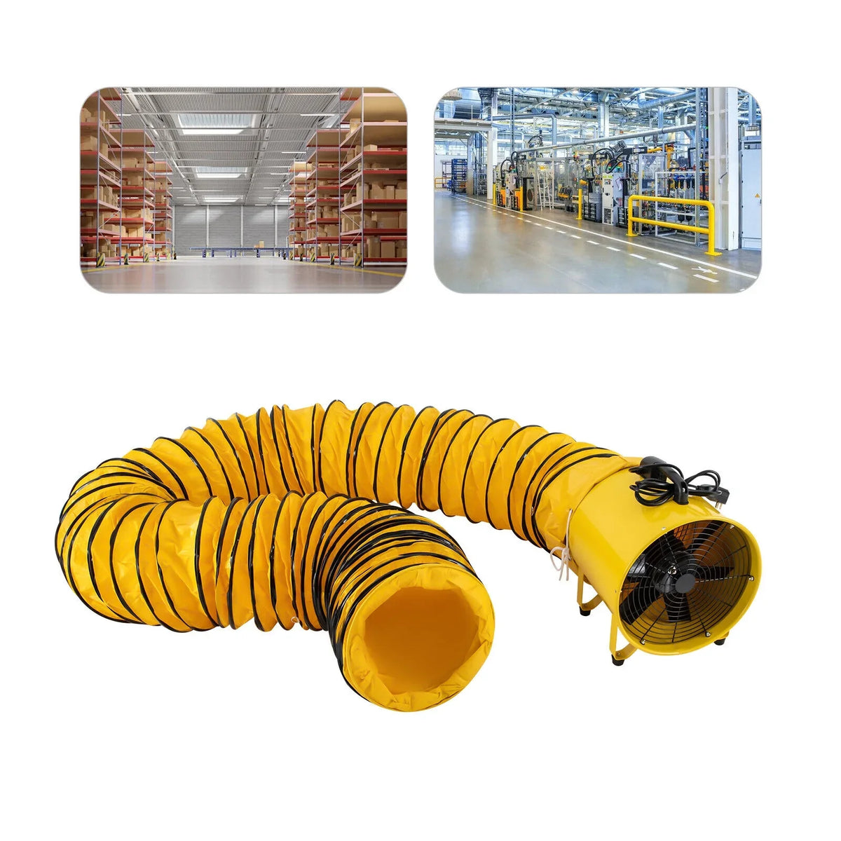 Blower Portable Noise Exhaust High-Velocity 2160 Extractor 32.8ft Hose, and Job for Low & Home Duct 1100W Utility Fume 3178 CFM with Fan 16-Inches Ventilator, Site