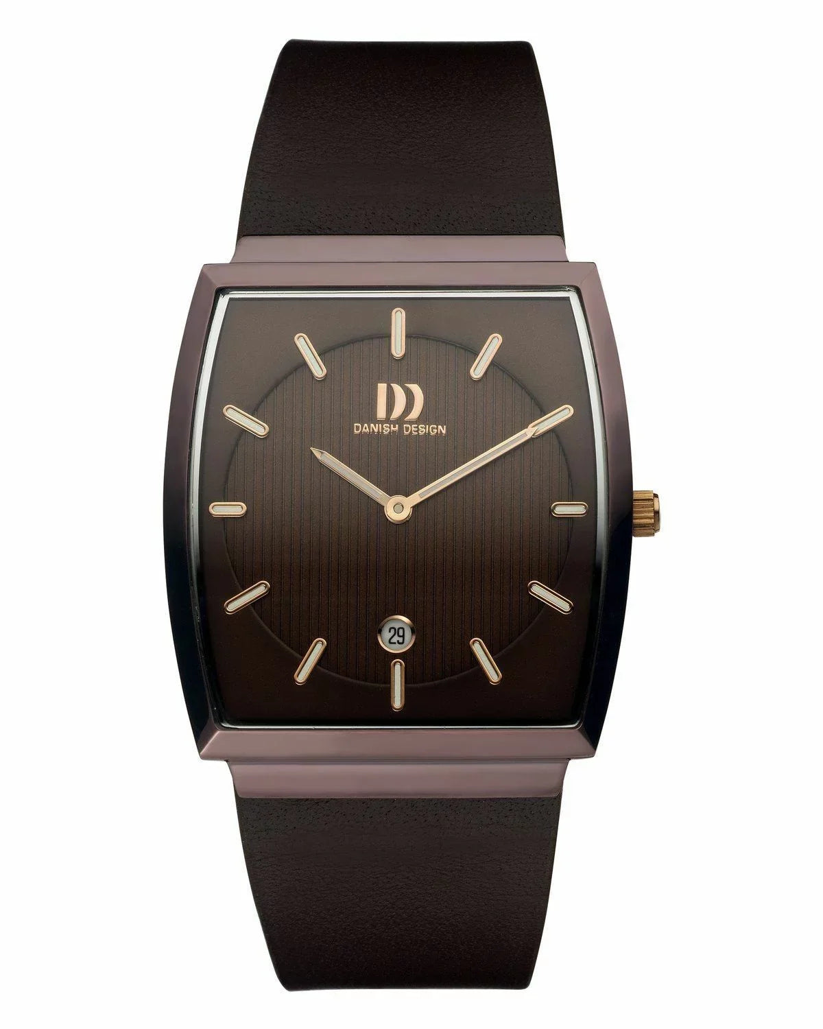 Brown Design Men's Danish Steel Watch Dial Stainless Leather Rectangle IQ17Q900