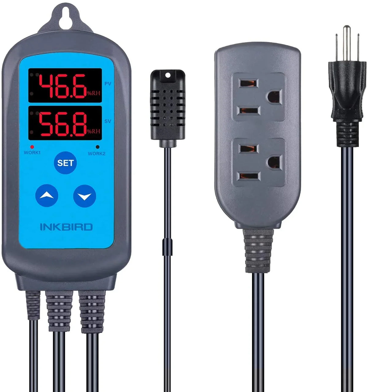 Greenhouse Humidistat Humidity Controller Dehumidifier. IHC200 Dual Inkbird Humidifier Outlet Wired Mushroom Pre Stage