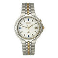 Men's Two-Tone Textured Seiko White Watch Dial #SKH196