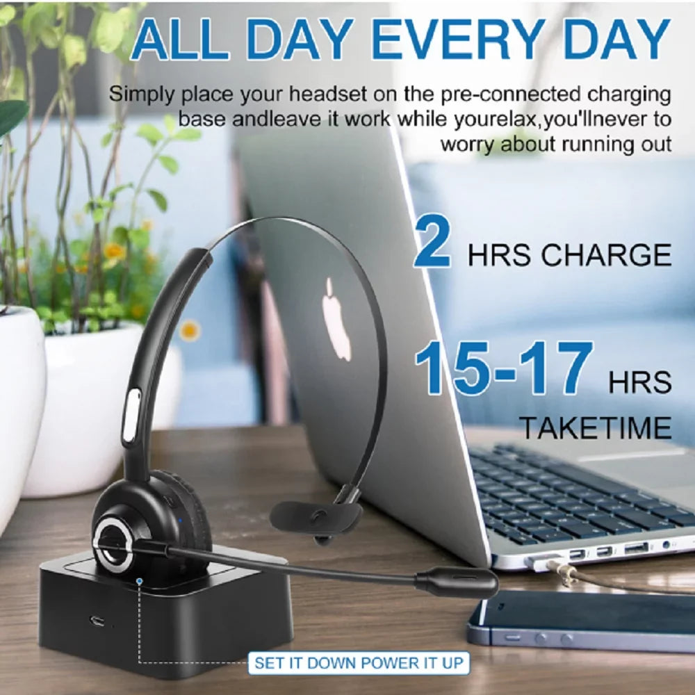 Function Mute Bluetooth Microphone, Mic with Wireless Base Noise Headset With Charging Wireless 3 UX-M97 NEX vivo Isolation Comfortable Headset Headset, Dock with Phone Cell for Charging
