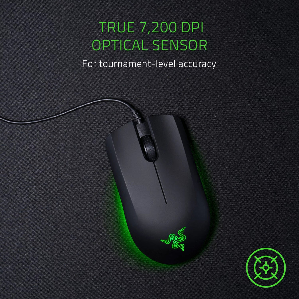 '- by Razer 7,200 Abyssus Sensor Optical Ergonomic Razer Powered 3 - Buttons Mouse Ambidextrous Essential: Chroma Gaming True DPI Hyperesponse -