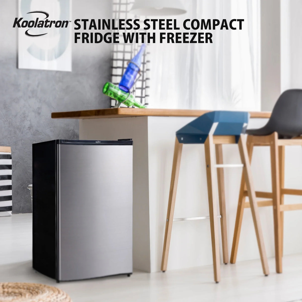 (124L) Freezer 4.4 Ft with Cu Stainless Koolatron Steel Refridgerator Compact Fridge