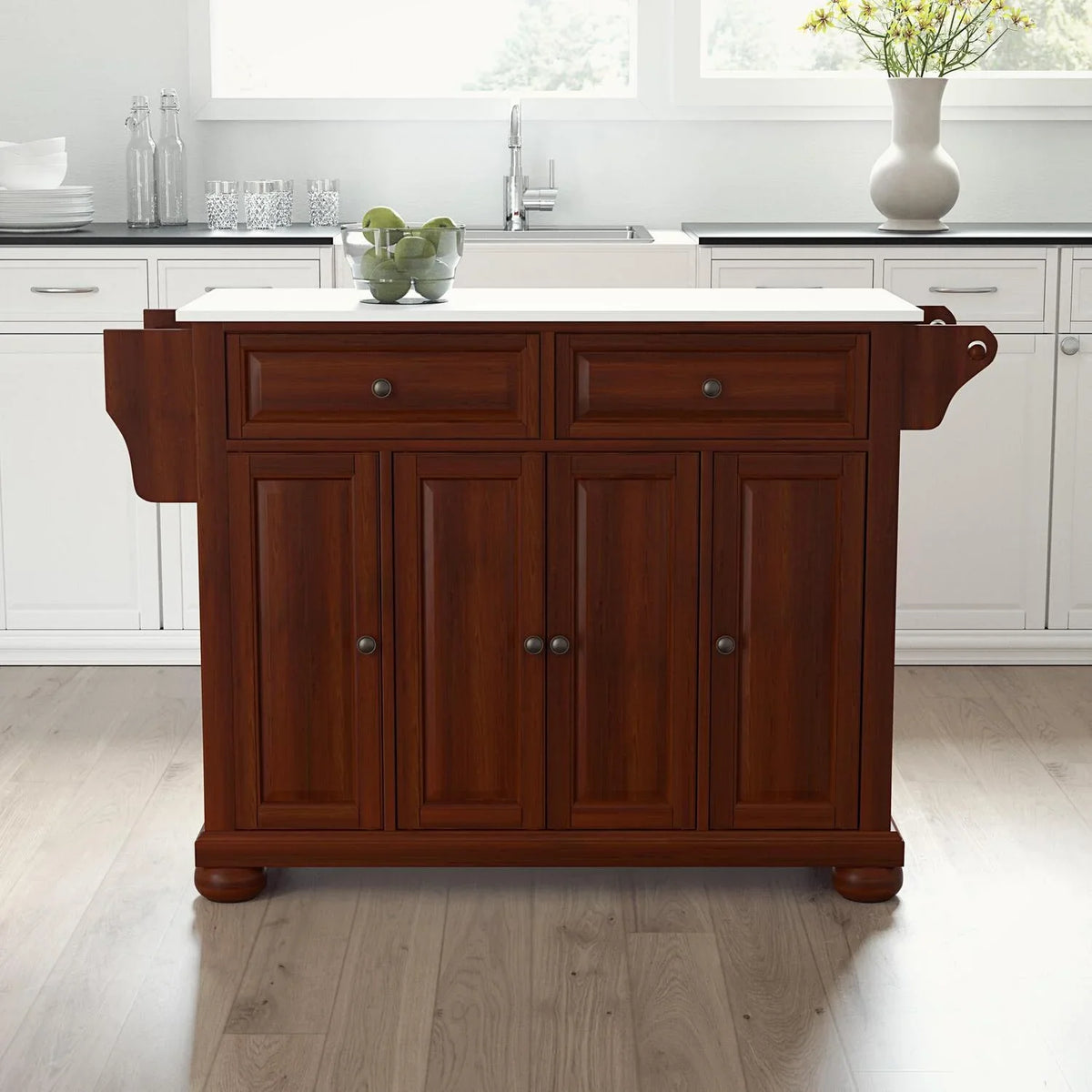 Maykoosh Kitchen Black/White Cottage Country Island/Cart Size Full Top Stone