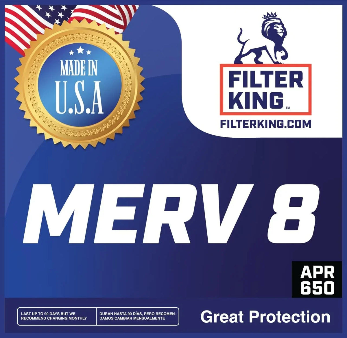 8 MERV 8.5 King MADE Filters Filter x | Furnace 24.5 .75" Air 4-PACK Filter 24.5x8.5x1a | Size: Actual HVAC | IN x USA Pleated | A/C