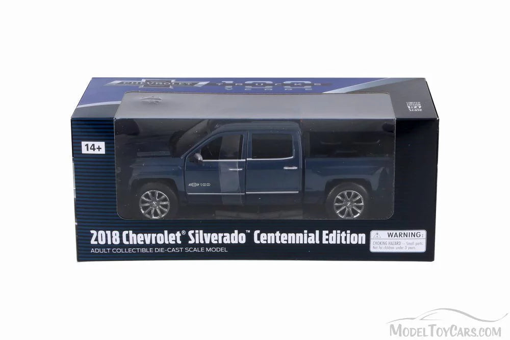 Scale Model 1/27 Steel (Centennial - Blue Pick-Up 79353BU 2018 Truck Motor Toy - Max Car Silverado Diecast Edition), Chevy