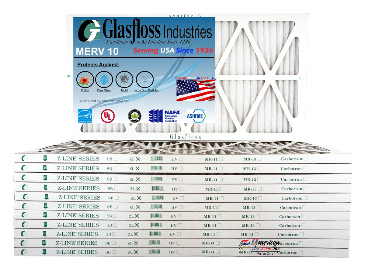 12x30x1 Glasfloss 11.5 - 29.5x7/8 Furnace (Actual Air - - MERV Filter inch) 10 -Qty:12 Made USA Size: in x
