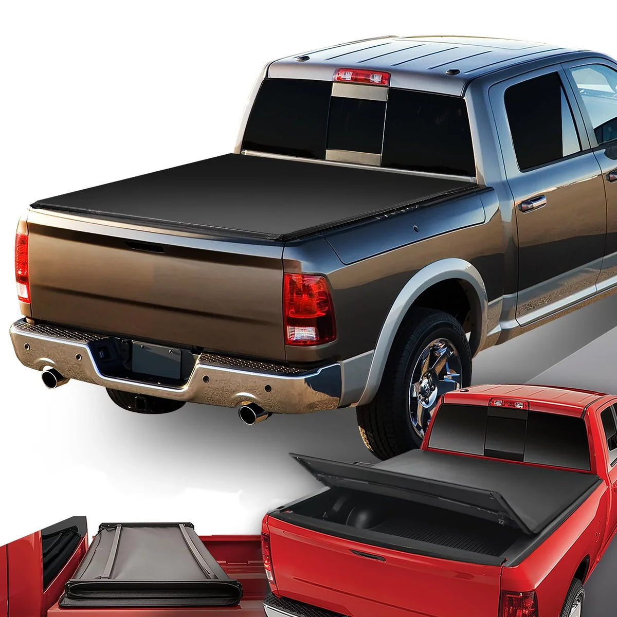 Tonneau Tri-Fold Fleetside 2022 2009 Cover Dodge 6.5Ft 2500 Matte 3500 Top to 1500 Black Bed Soft Ram For Adjustable Kit
