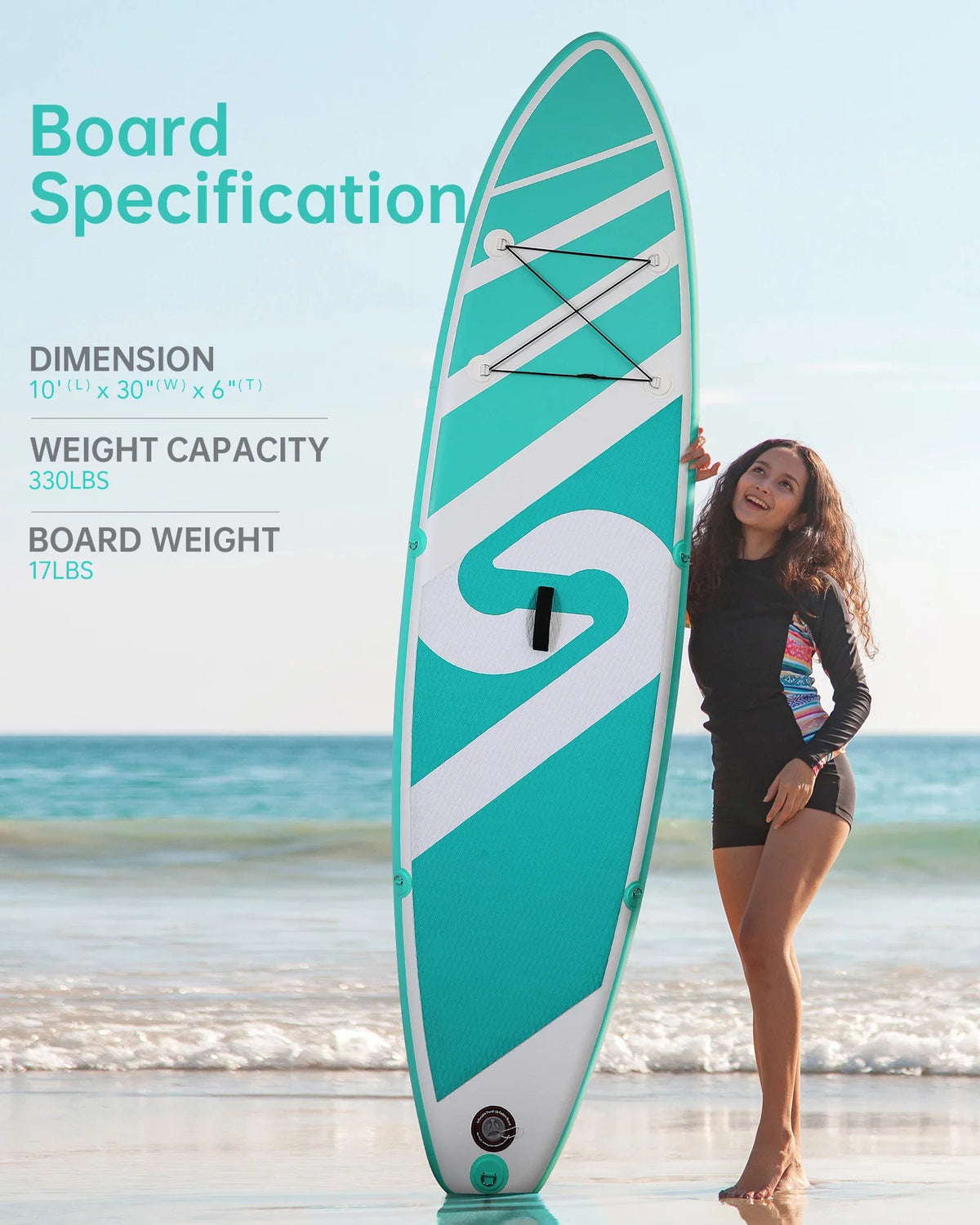 Inflatable Up SUP & Summer Stand Board 120"x30"x6" Youth Paddle Paddle for Board Board with Adults