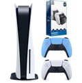 (Sony - PS5 Controller Version Sony Blue Dual Extra Disc) 5 Station with Bundle Playstation Charging and Starlight Disc