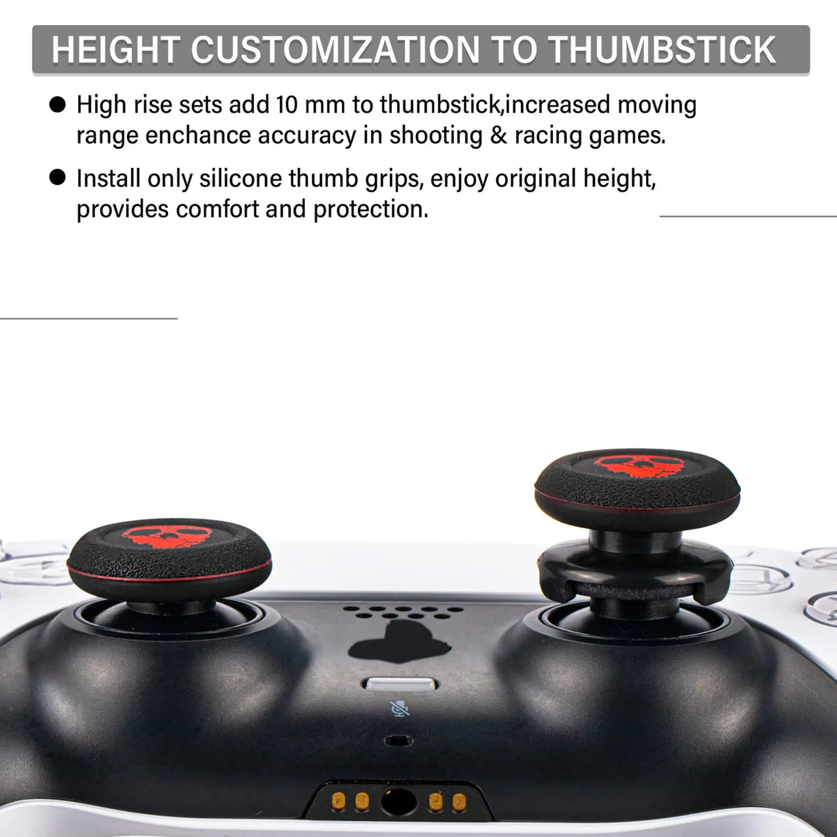 Controller Cover Extender Printing for Silicone (Ghost Sets Rubber & PS4 Playrealm & Thumbstick Red) FPS Dualsenese PS5 Grip 2