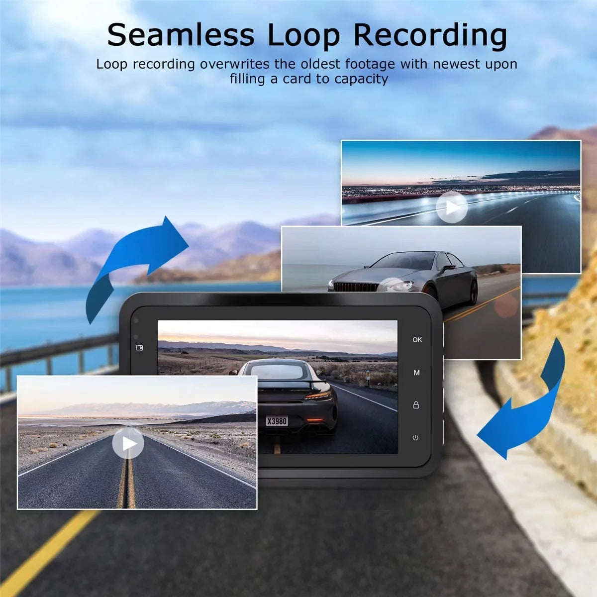 Angle Wide Car in Dashcam Recorder ORSKEY Cam G-Sensor LCD Camera Display Dash DVR with HD 3.0" Night Cars WDR Car Vision Dashboard 1080P Video for Camera Full 170