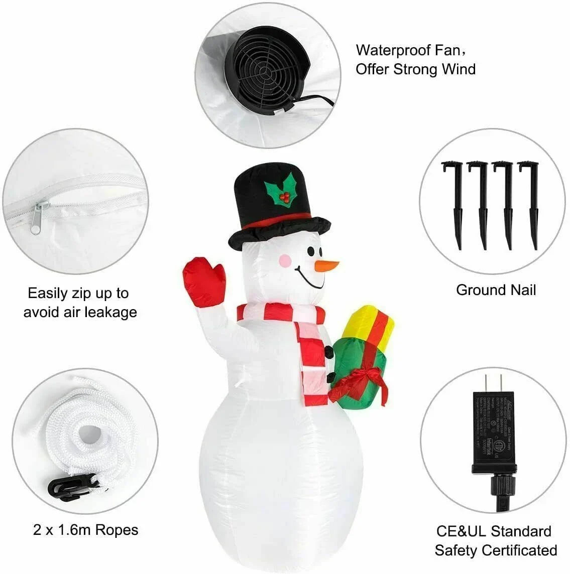 Decoration Blow Lights Up with Christmas LED Decor Garden Snowman Christmas Outdoor Rotating Inflatables Yard 5ft