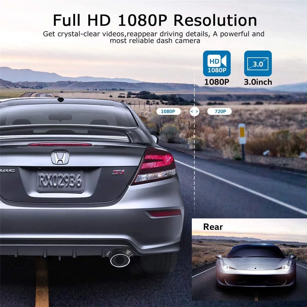 Angle Wide Car in Dashcam Recorder ORSKEY Cam G-Sensor LCD Camera Display Dash DVR with HD 3.0" Night Cars WDR Car Vision Dashboard 1080P Video for Camera Full 170