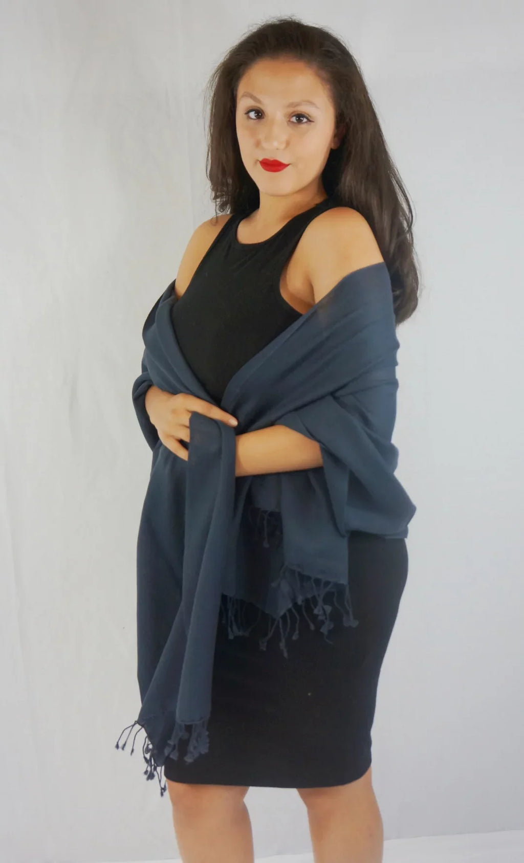 Shawl) Shawl/Shawls/Scarf/Scarves/Wrap/Stole/Muffler/Cape/Ruana/Blanket/Throw/Pashmina Charcoal Regular Shawl/Cashmere Scarf/Wool/Silk (Dark
