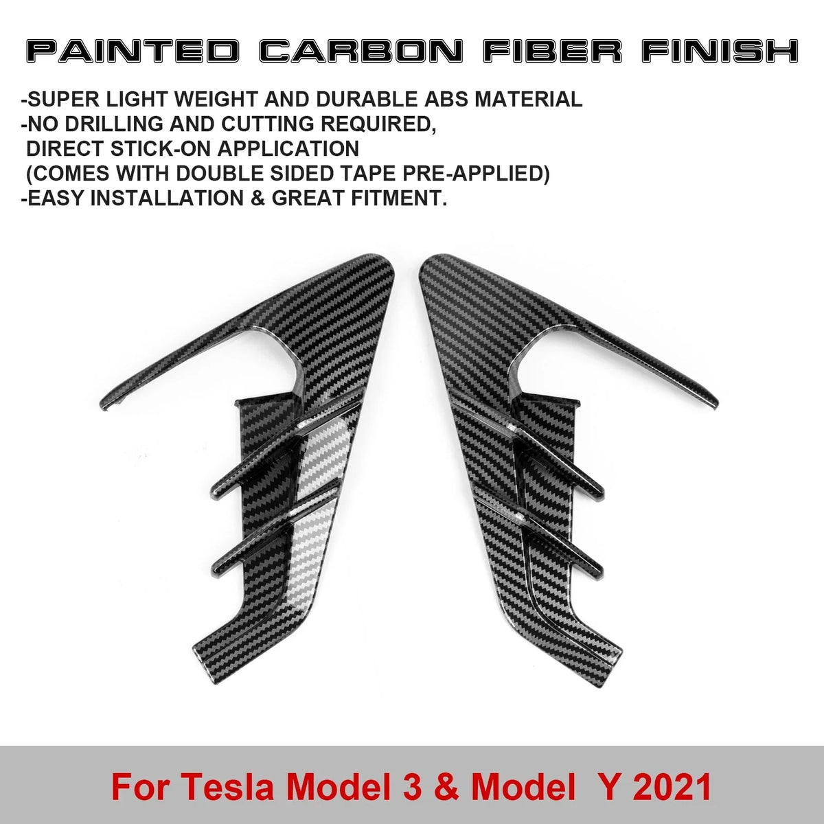 View Fiber Y Carbon Turn Pattern, Xotic Trim, Model Marker Model Indicator Cover 2021+ Side Tech Compatible with Signal Tesla Camera 3