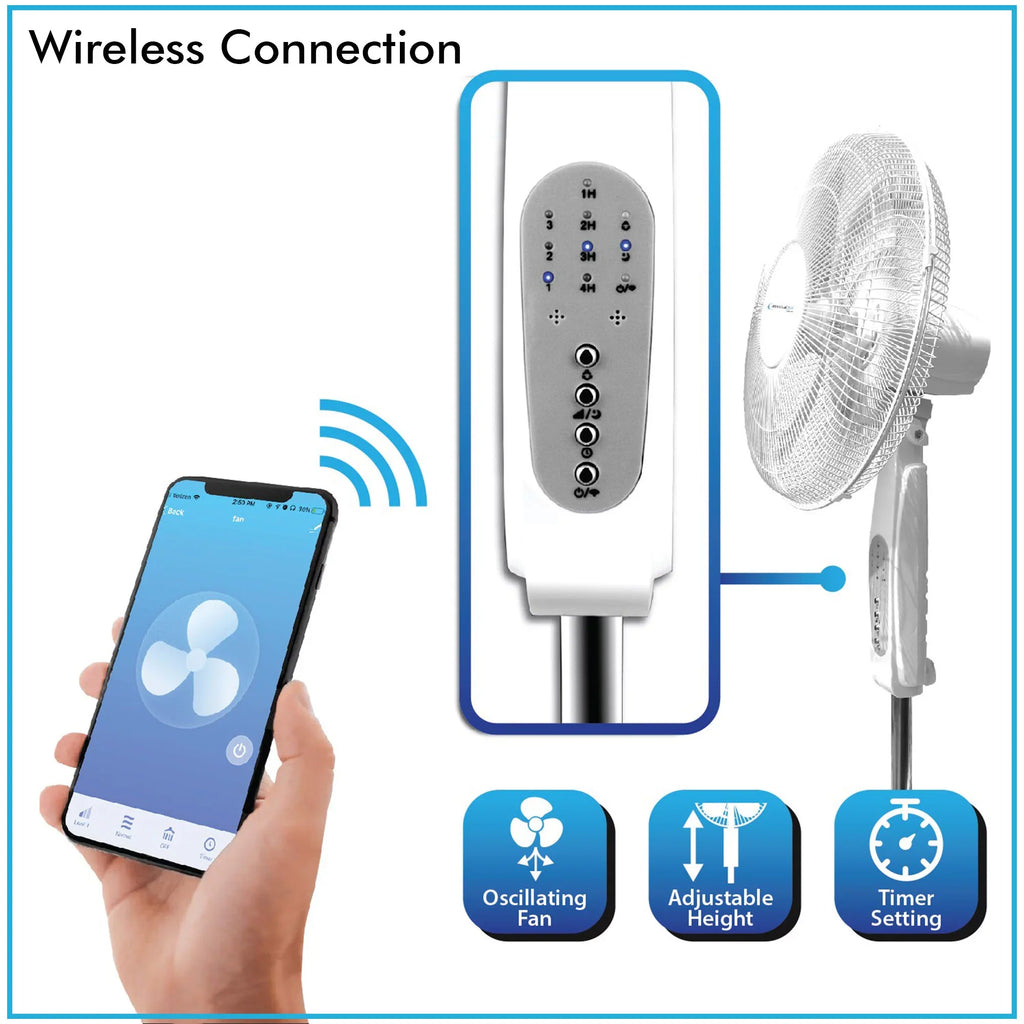 with Voice with Alexa/Google Oscillating Pro WIFI Home Technical Amazon Standing Enabled Fan Feature, Compatibe 16"