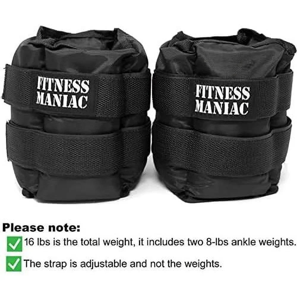 weights workout, 16 per leg glute pounds durable exercises straps for weight, ankle) (8 women and premium lbs ab, 1 double men for pair set gym, walking, ankle heavy pro