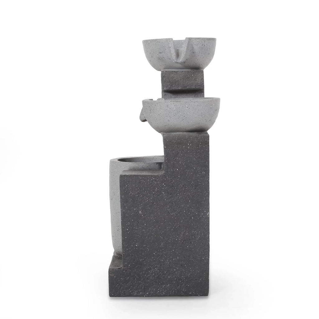 Colquitt Multi-Gray Fountain, Modern 3 Outdoor Tier