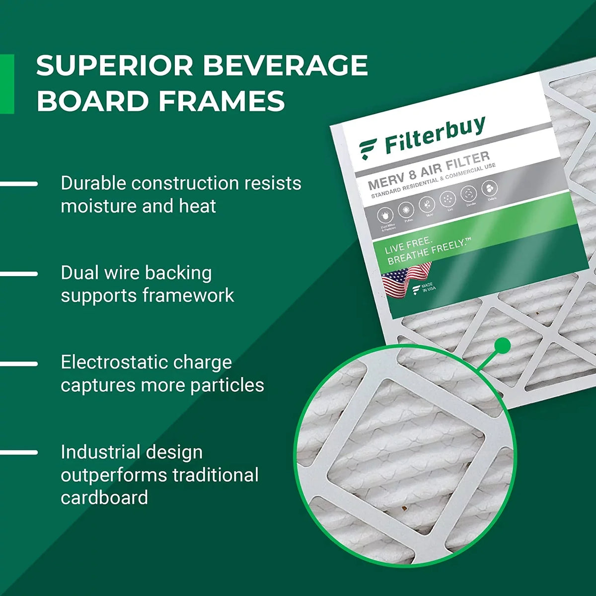 AC MERV HVAC Filters Filterbuy Pleated Furnace 8 (4-Pack) 15x20x1 Air