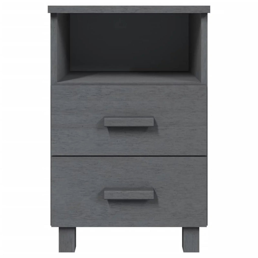 Gray Wood 15.7"x13.8"x24.4" Bedside pcs 2 HAMAR Solid Irfora Cabinets Dark