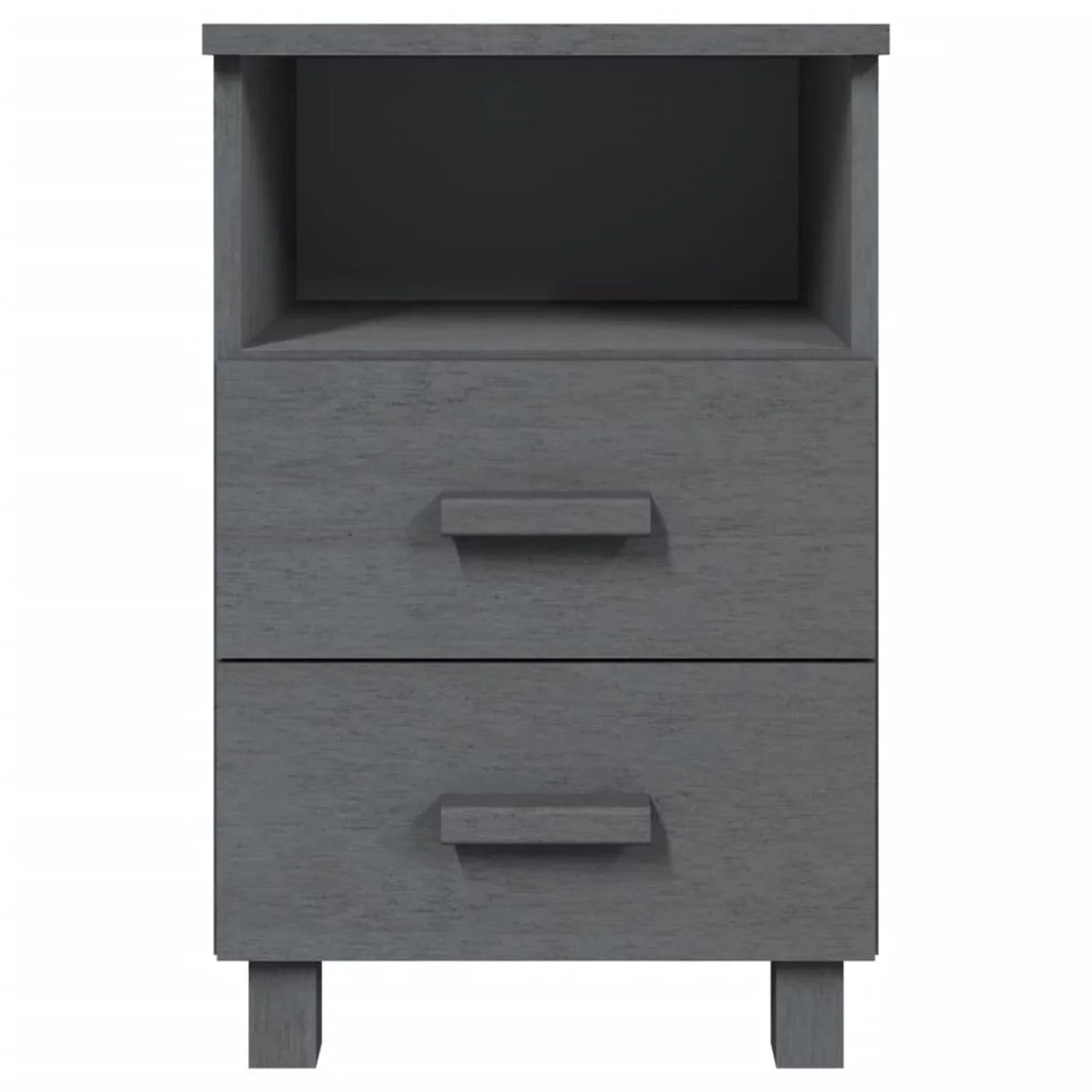 Gray Wood 15.7"x13.8"x24.4" Bedside pcs 2 HAMAR Solid Irfora Cabinets Dark