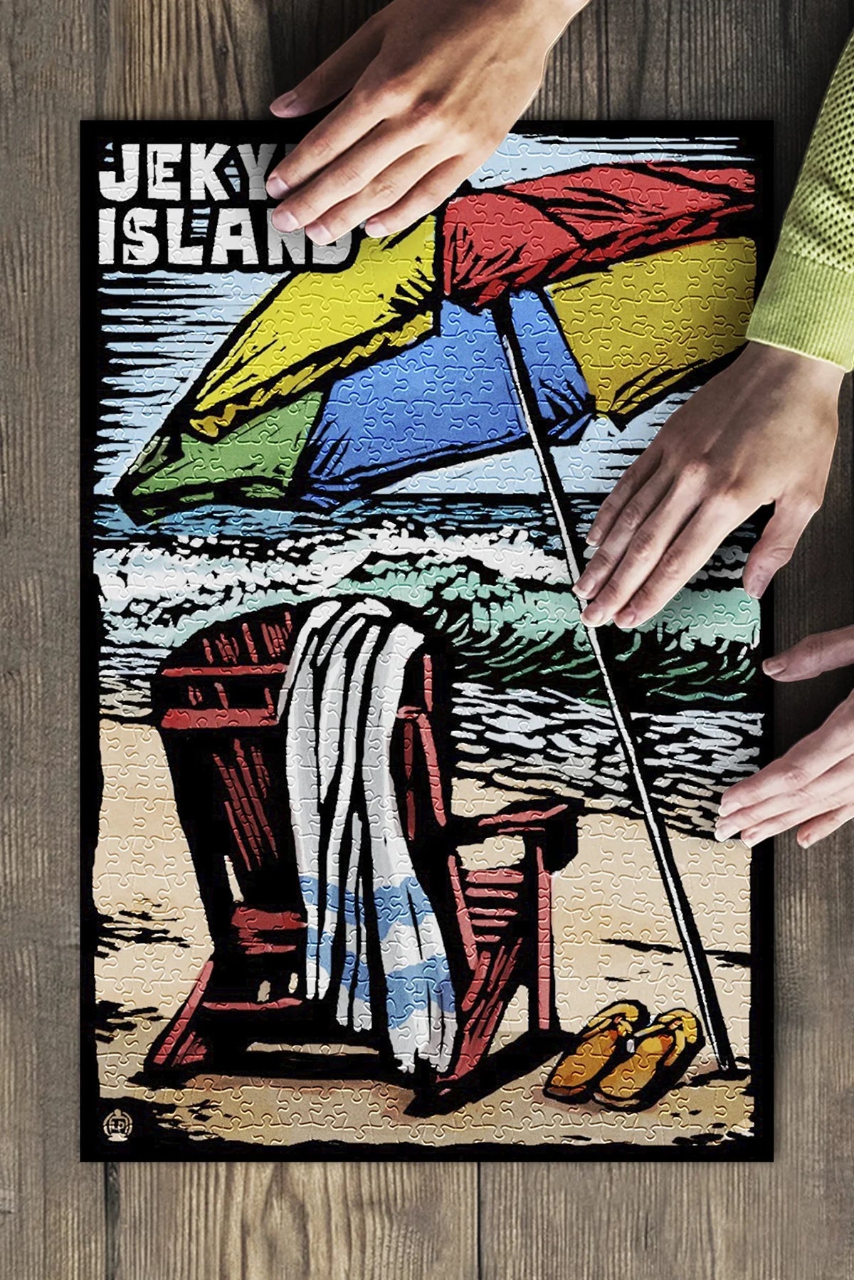 (19x27 Adults Made for Beach Scratchboard Island, USA) Georgia, Premium Jigsaw Piece 500 inches, and Family, Jekyll Chair, in Puzzle