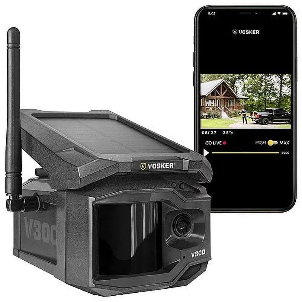 Security Outdoor 4G-LTE View Live Cellular V300-US Camera Powered VOSKER Solar
