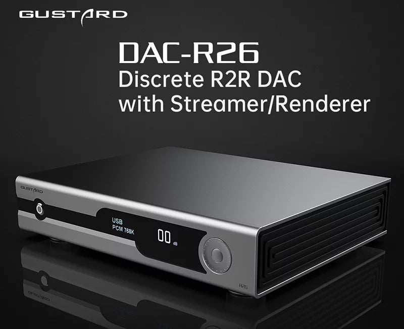 LDAC MQA DSD DAC Balanced R26 XMOS Discrete Dual Decoder DAC R2R with Native K2 (Black） Control Gustard Clock Remote