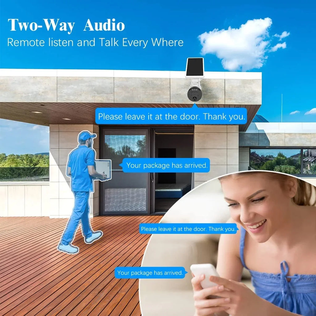 Dual Wi-Fi Battery with Rechargeable Detection, Panel, Camera, Security Solar Wireless Solar AI (2 Antenna Night Vision, Camera Pack) Outdoor Surveillance WEILAILIFE 2K