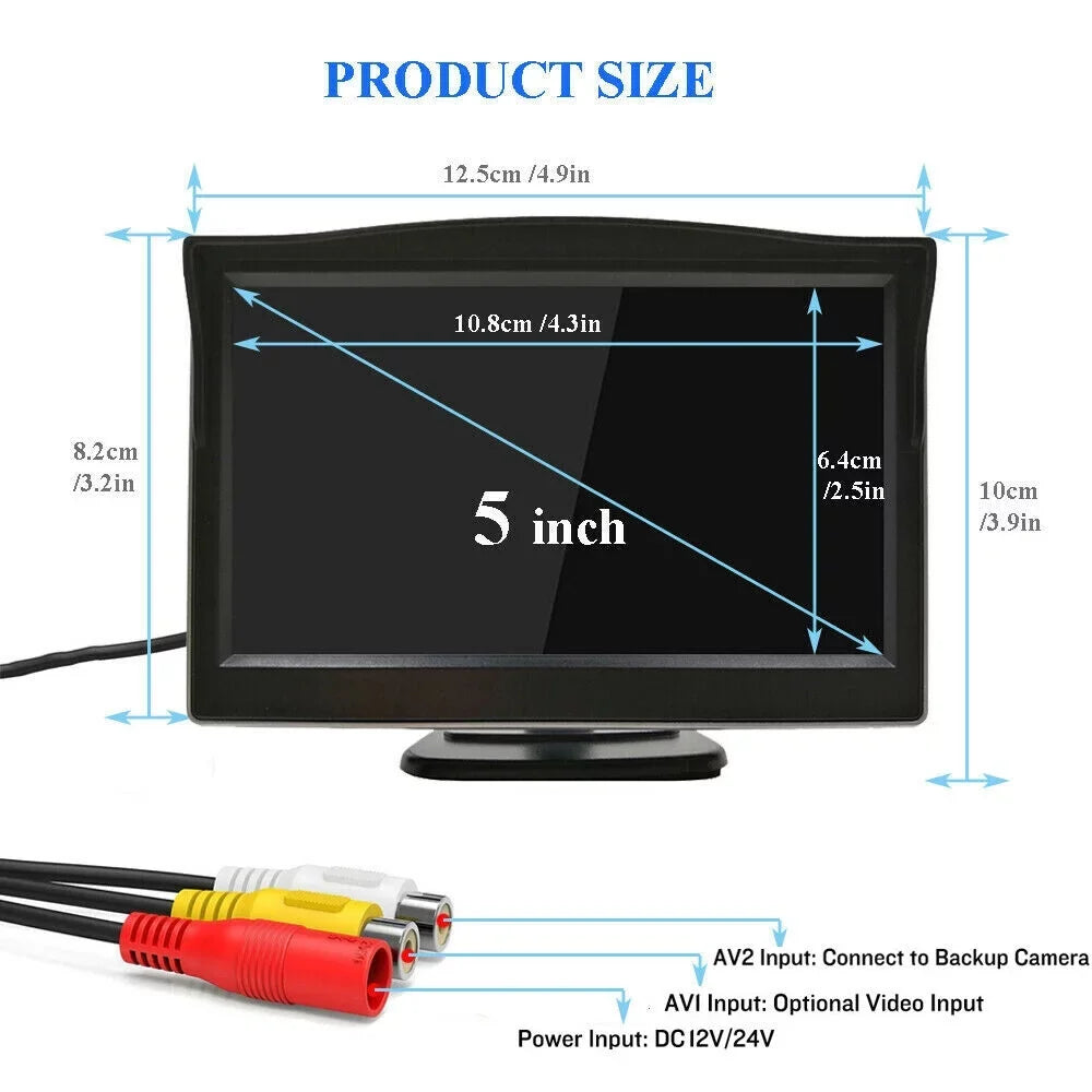 Rear Vision 5" Monitor Night Backup Wireless + Car View Camera HD Parking System