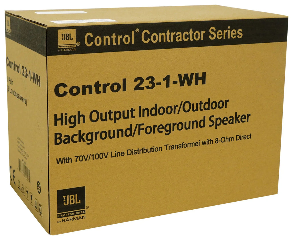 23-1 Amp 3" JBL Control + Wall 70v (2) Commercial Indoor/Outdoor Speakers White