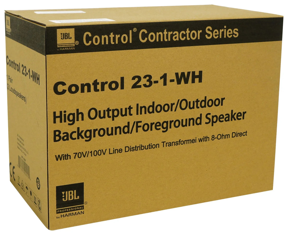 23-1 Amp 3" JBL Control + Wall 70v (2) Commercial Indoor/Outdoor Speakers White