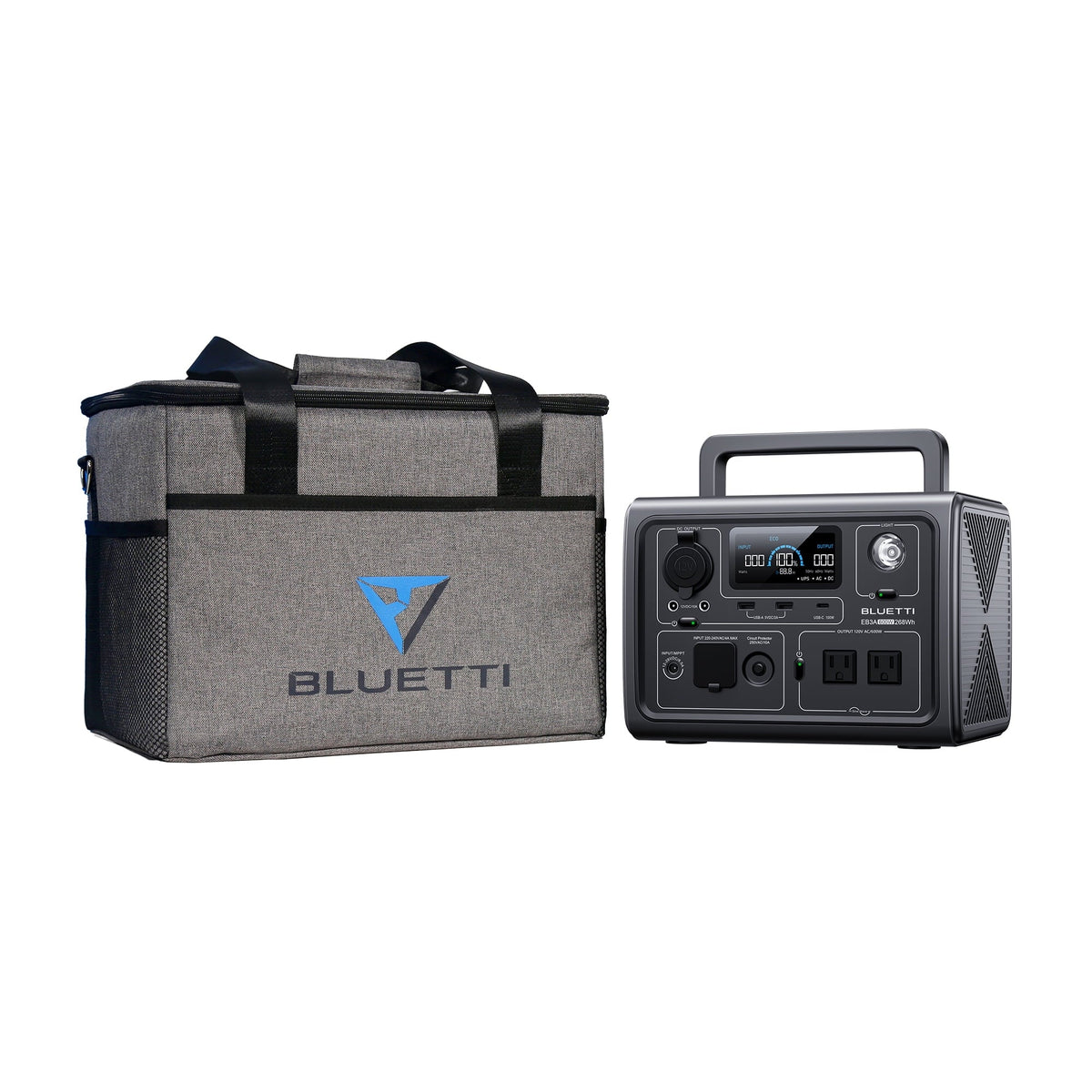 Portable Station EB3A Generator, for W/Carry Camping, Emergency Home Power Solar BLUETTI Bag,600W Generator, Use, 268Wh LiFePO4